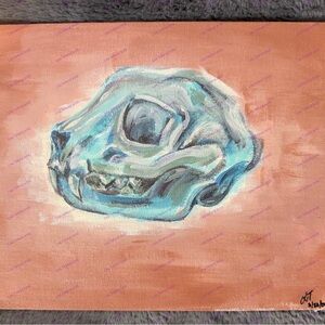 Frosty Feline in Peach Sands - Original Acrylic Painting by Lea Tefend